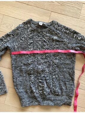 GAP Black & White Marled Cable-Knit Crewneck Sweater
